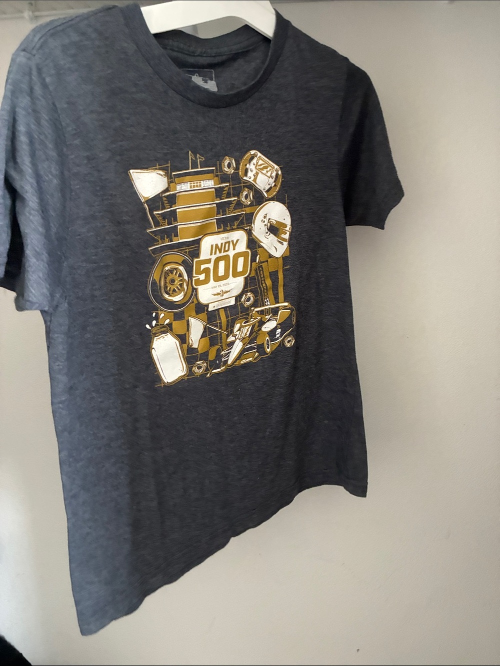 Kids Indy 500 Graphic Tee - Dark Gray with Gold Print